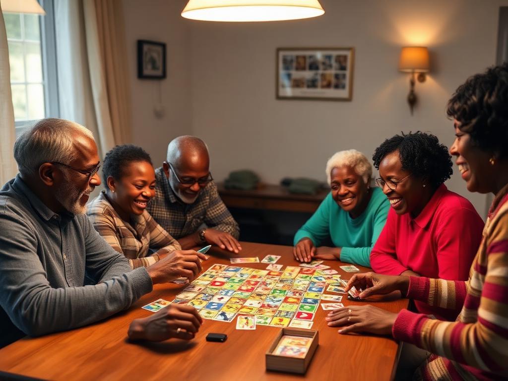 Famille de plusieurs générations jouant à un jeu de société